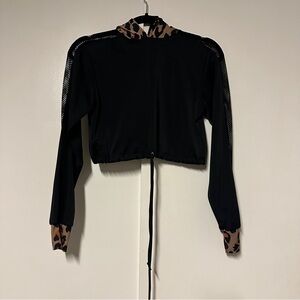 The Lineup Dance costume Black Leopard Print cropped hoodie Size 12